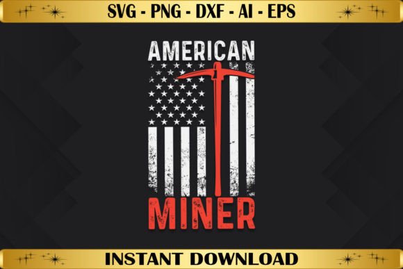Miner American Flag: Graphics for T-Shirt Designs