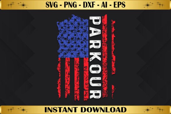 Parkour Distressed USA Flag: Graphics & T-Shirt Designs