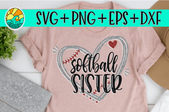 Softball Sister Heart Graphics for T-Shirt Designs