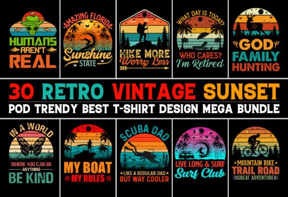 Sunset Colorful T-Shirt Design Bundle Graphics Review